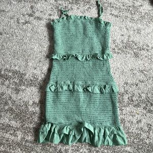 Teal ruffle dress